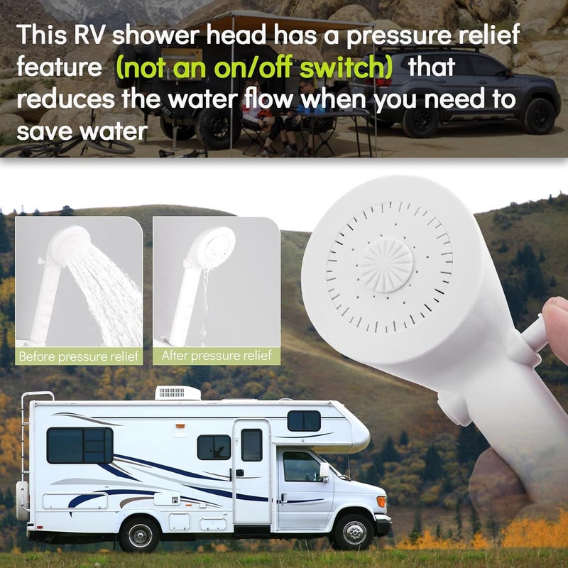 gcbcrit RV Shower Head with Hose, Outdoor Shower, Non-Metallic Outdoor RV Shower Kits Replacement, Camper Shower Head Kits with Hose Guide and Shower Wand Bracket Holder (White) - Image 2
